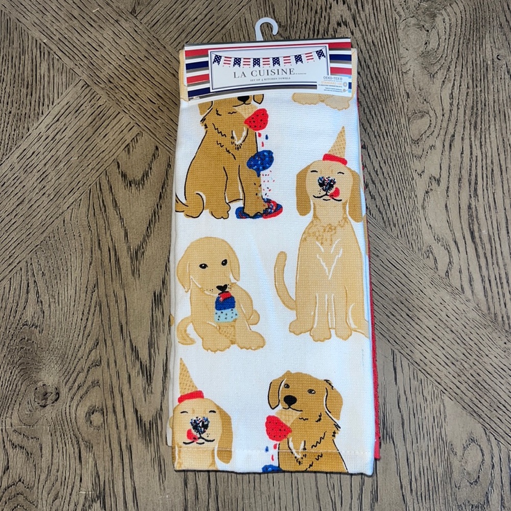 Golden Retriever 4th of July Kitchen Towels 4pk